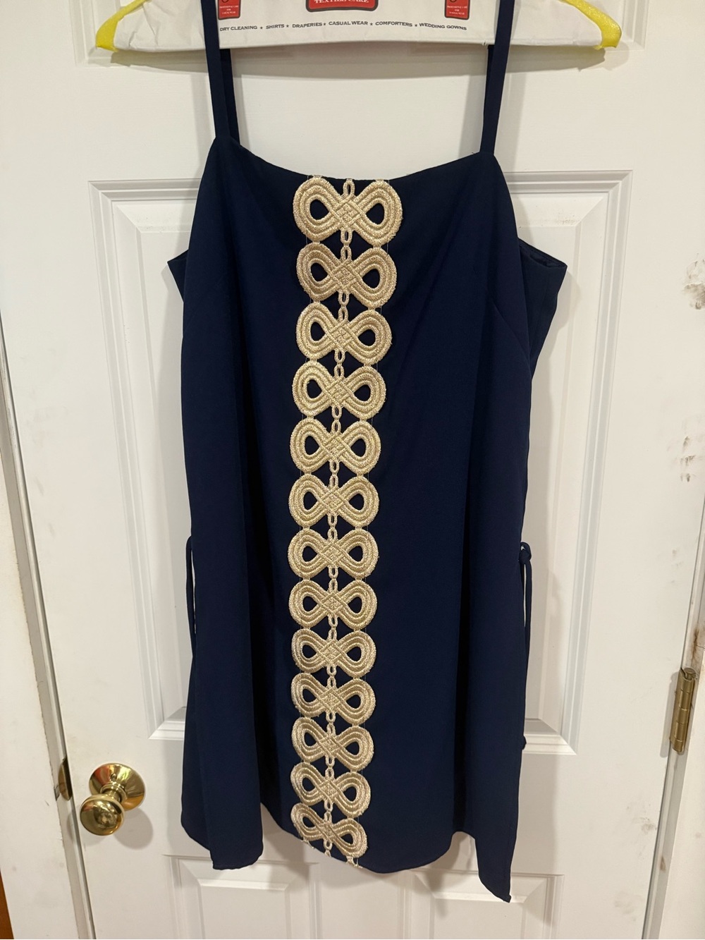 Lilly Pulitzer Navy Mini Dress with Gold Embroidered Center